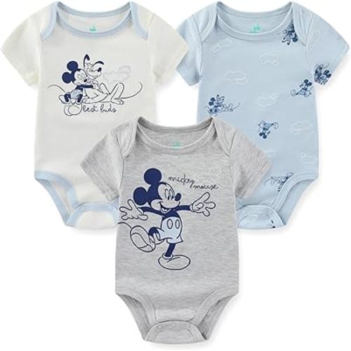 Disney Baby Boys Mickey Mouse Pluto 3 Pack Bodysuit for Newborn and Infant