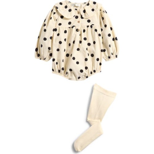 Polka Dot Romper & Tights Set, 3-6M