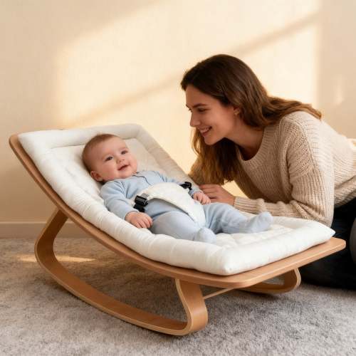 2-in-1 Wooden Baby Bouncer & Rocker