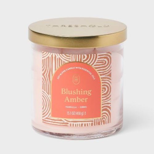 2-Wick Lidded Glass Jar Candle Blushing Amber 15.1oz - Threshold™