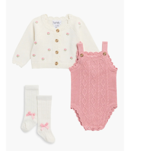 Nicole Miller Knit Bodysuit, Cardigan & Socks Set (Women) | Nordstromrack