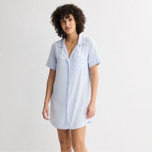Women's Sonoma Short Sleeve Modal Notch Sleepshirt | Light Blue - Size M