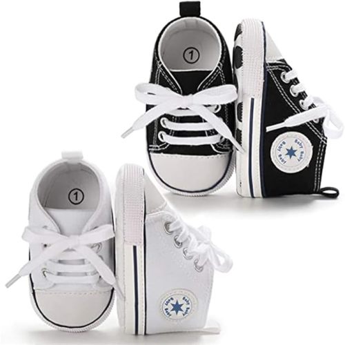 Unisex Baby Girls Boys Canvas High-top Shoes, Newborn Infant Anti-Slip Soft Sole Frist Walking Breathable Sneakers