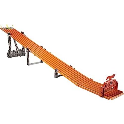 Hot Wheels Toy Car Track Set Super 6-Lane Raceway, 8ft Track that Rolls Up for Storage, 6 1:64 Scale Cars (Amazon Exclusive)