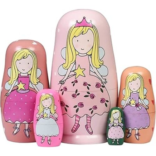 HYCLES Nesting Dolls Russian Matryoshka Wood Stacking Nested Set for Kids Handmade Toys for Children Kids Christmas Birthday Decoration Halloween Wishing Gift