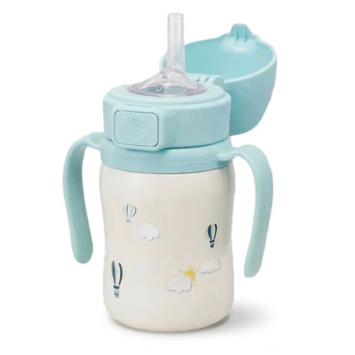 Grosmimi Stainless Steel Straw Cup with Flip Top - 6oz (12 Months+)