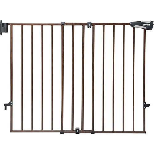 Babelio No Bottom Bar Baby Gate, 28" H x 26-43" W, Black Wood Pattern