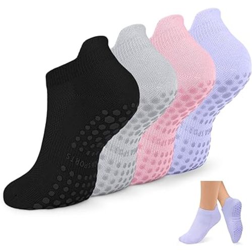 Non Slip Pilates Socks with Grips for Women, Yoga Socks For Pure Barre,Hospital, Athletic Socks
