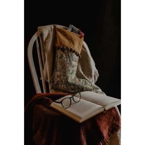 William Morris Christmas Stocking, Velvet Cuff, Christmas Decorations, Luxury, Gift, Floral Christmas Stocking, Luxury Velvet Stockings
