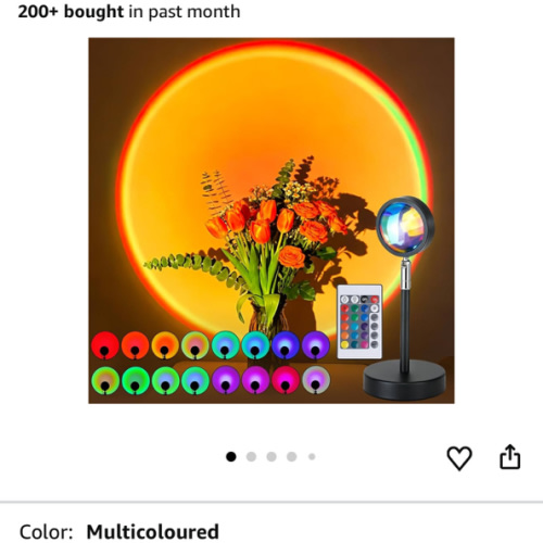 Balkwan Sunset Lamp Projection Rotation Rainbow Projection Lamp Led Romantic Visual Led Light Network Red Light with USB Modern Floor Stand Night Light Living Room Bedroom Décor (Multicoloured)