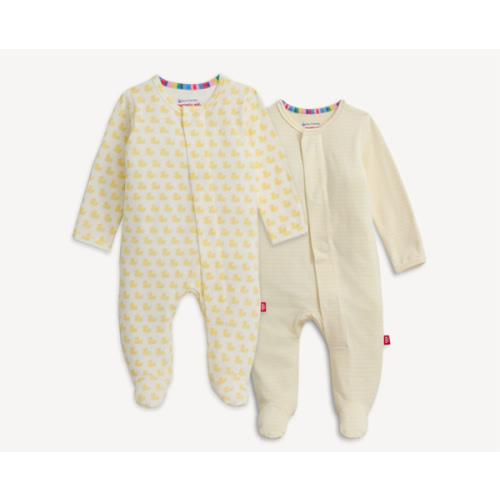 Magnetic 2-Pack Footie - Organic Cotton - Many Ducks - 3-6M