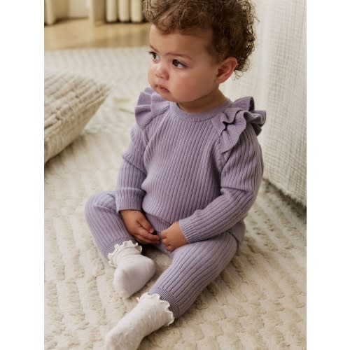 Lilac Purple Baby Knitted Jumper and Leggings Set 2 Piece (0mths-3yrs)