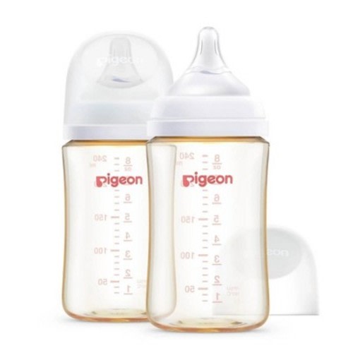 Pigeon Nurture & Nest Wide-Neck and Anti-colic PPSU BPA-Free Baby Bottles with Nipples - 8 fl oz/2pk