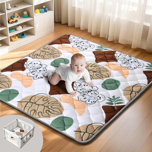 Baby Play Mat, 47x47 Playpen Mat, Thicken Cushioning Padding Foam Playmate for Baby and Toddlers Infants, Non-Slip & Machine Washable Tummy Time Mat