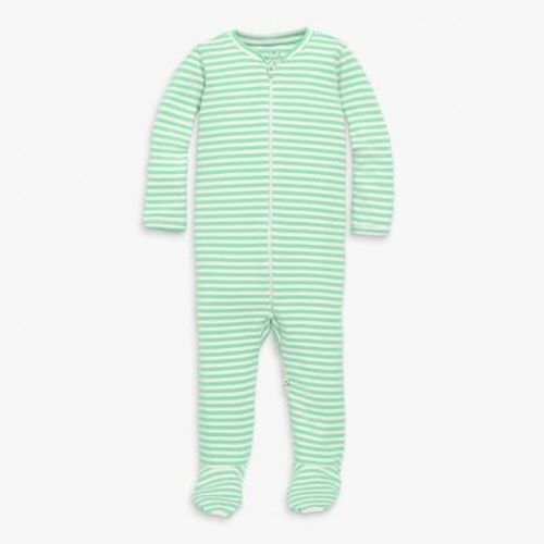 Primary Kids Baby Organic Zip Footie In Stripe