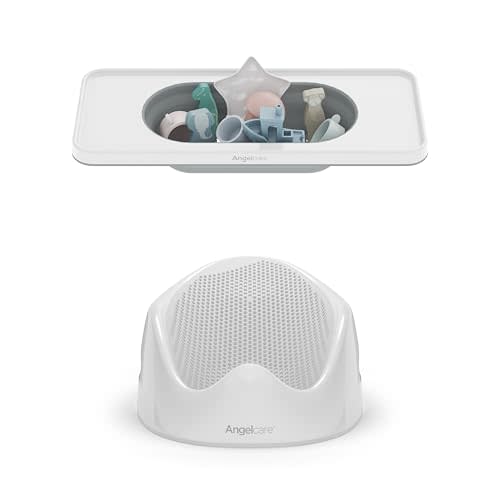 Angelcare Baby Bath Bundle — Ergonomic Bath Support + Collapsible Bath Shelf | Newborn Bath Seat & Organizer | BPA-Free, Space-Saving