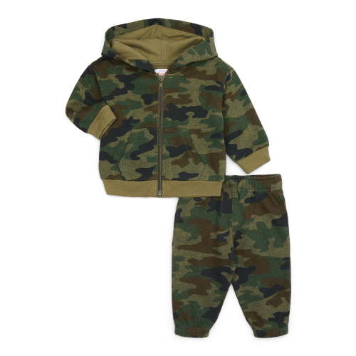 Wonder Nation Baby Unisex Fleece Zip Hoodie and Joggers Set, 2-Piece, Sizes Newborn-18 Months