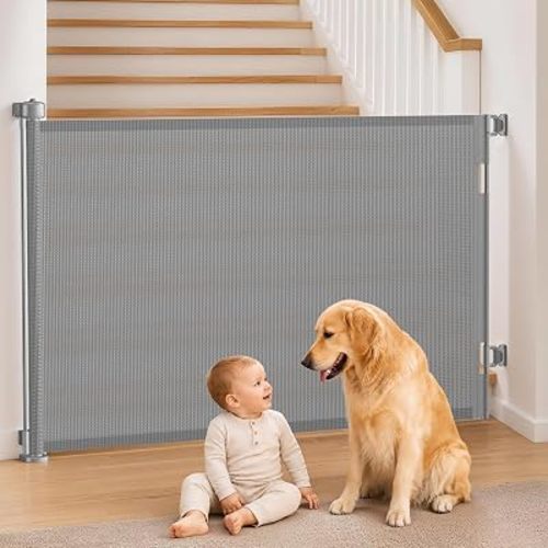 EZIGO 60 Inch Retractable Baby Gates, 41 Inch Extra Tall Retractable Gate