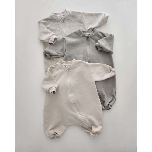Baby At Noon Zip-up Jumpsuit (3-18m) - Oat Heather | AT NOON STORE