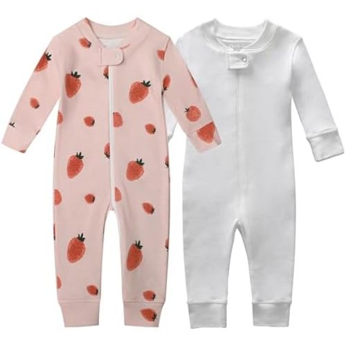 Owlivia Organic Cotton Baby Boy Girl Zip up Sleep N Play, Footless, Long Sleeve Pajamas