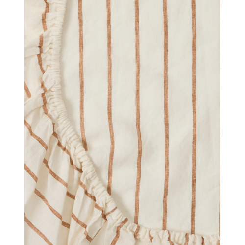 Sandalwood Striped Linen Bassinet Sheet