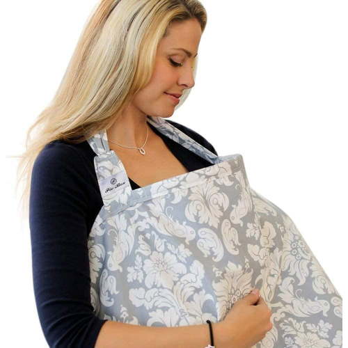 Nursing Covers for Breastfeeding,Lightweight Breathable Cotton Privacy Breast Feeding Cover with Adjustable Strap (Grey)