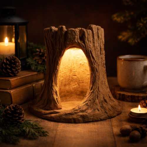 Tree Stump Night Light | Fairy Woodland Lamp, Cottagecore Decor, Forest House Accent