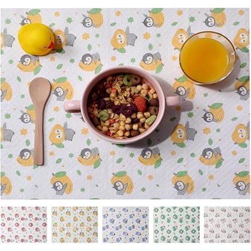 Disposable Sticky Placemats, 24 Individually Wrapped Non-Woven Table Mats for Toddler, 16.14'' x 11.81'' Baby Table Mats, for Home,Restaurant,Travel (【24pcs】 Oliver & Mango)