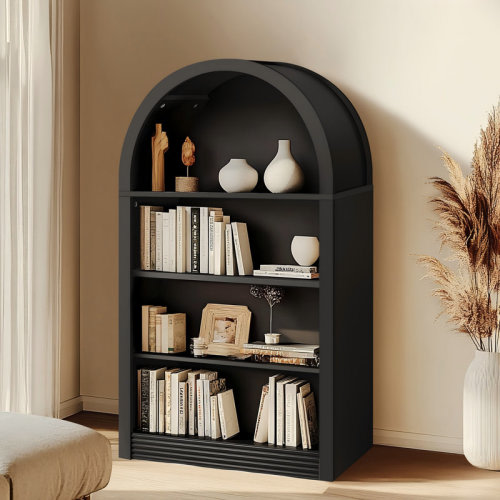 Ebern Designs Small Black Bookcase Arched Bookshelf & Reviews | Wayfair