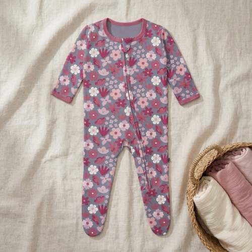 Print Footie with 2 Way Zipper in Moonlight Picture Day Floral