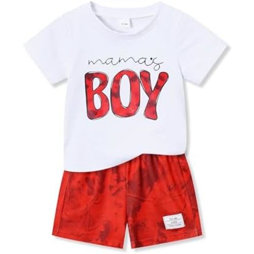 Toddler Baby Boy Clothes Summer Clothes Letter Print T-shirt Tops & Camouflage Shorts Set 9 Months-3T Outfits