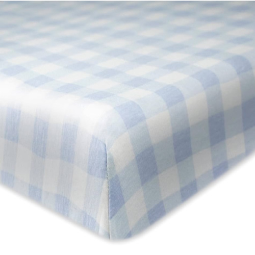HonestBaby Unisex-Baby Fitted Crib Sheets Set Standard Mattress, 100% Organic Cotton Baby Boys, Girls, Neutral, 1 Pack - Peach Skin Painted Buffalo Check, One Size