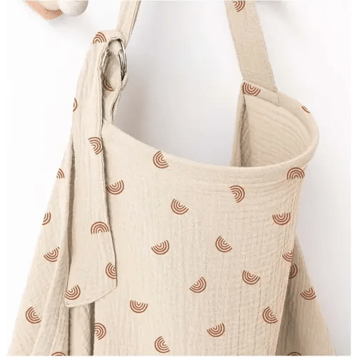 Muslin Nursing Covers for Breastfeeding, Privacy Breast Feeding Cover with Arch Neckline for Mom and Baby, Breathable 100% Cotton Nursing Apron Multi-use Stroller Cover