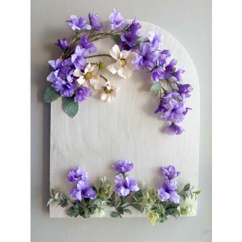 Florals on Arched Canvas Wall Decor/ Nursery Room art/ Wedding Reception Flowers /Little Girls room wall decor