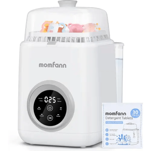 19 Min Bottle Washer, Quick Wash, Sterilizer and Dryer - All-in-One Cleaner, Bottles, Pump Parts and Baby Accessories, Ideal Gift for New Parents, Grey