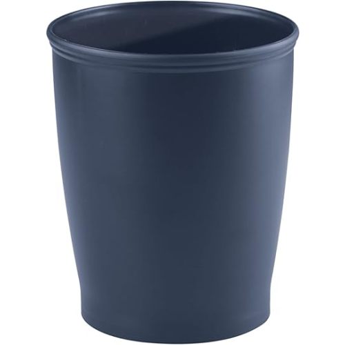mDesign Small Plastic Bathroom Garbage Can - 1.6 Gallon/6 Liter Trash Can Wastebasket for Bathroom - Garbage Basket/Waste Bin for Bathroom, Rest Room - Hyde Collection - Navy Blue