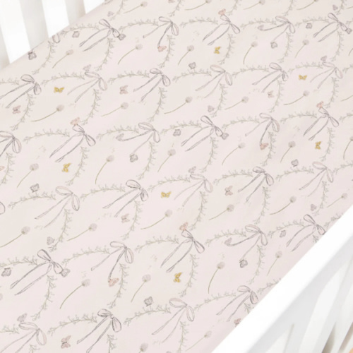 Bows & Butterfly Kisses Crib Sheet - Pink
