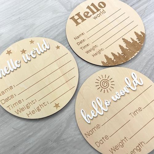 Hello World Baby Stat Sign | Hospital Birth Stat Sign | Wooden Birth Sign | Hello World Sign | Baby Shower Gift