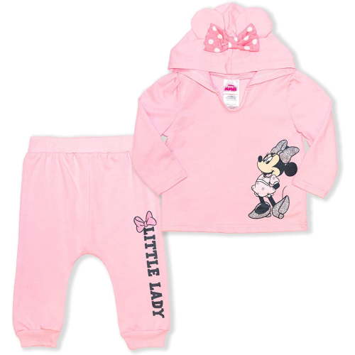 Disney Girl's 2-Piece Minnie Mouse Pullover Hoodie with Bow and Jogger Set