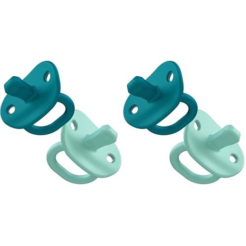 Boon JEWL Biometric Newborn Orthodontic Pacifier — 0 Months — Blue — Silicone Baby Pacifier with Soothing Gem Shaped Nipple — 2 Count (Pack of 2)