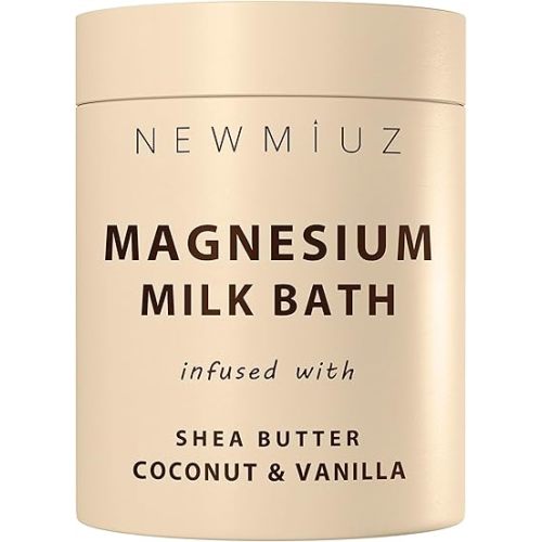 Creamy Magnesium Milk Bath Soak Powder Moisturize Soften Skin Coconut Vanilla Shea Butter Luxury Spa Bath Salt Relaxation Selfcare Gifts for Women