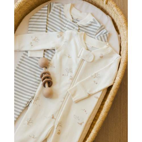 Zip Long Sleeve Sleeper || Fern Stripe – Quincy Mae