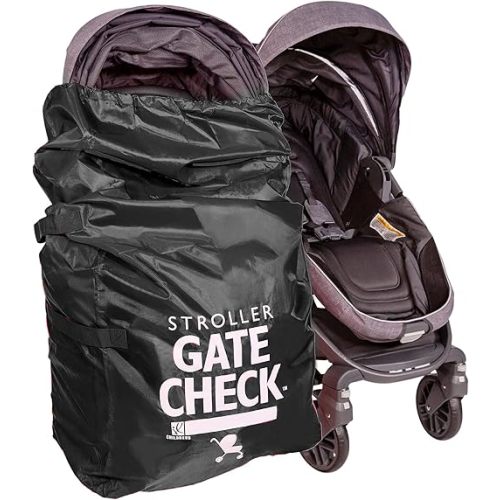 J.L. Childress Gate Check Bag for Single & Some Double Strollers - Travel Bag for Airplane, Fits Most Standard Baby Strollers, Airport Accessories Gate Check, Flying Essentials - Black