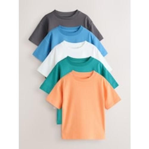 Buy Charcoal/White/Blue/Orange/Green Relaxed Fit Short Sleeve T-Shirts 5 Pack (3mths-7yrs) from Next USA