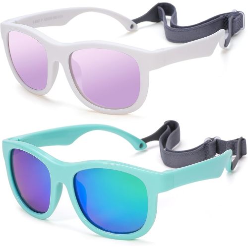Flexible Polarized Baby Sunglasses with Adjustable Strap for Toddler Newborn Infant Age 0-24 Months