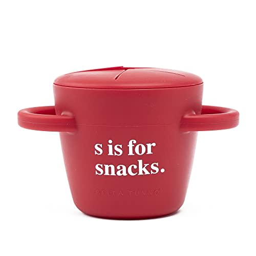 Bella Tunno Snack Cups for Toddlers, Silicone Spill Proof Food Container with Lid, Babies & Kids 6-12 Months, S is for Snacks