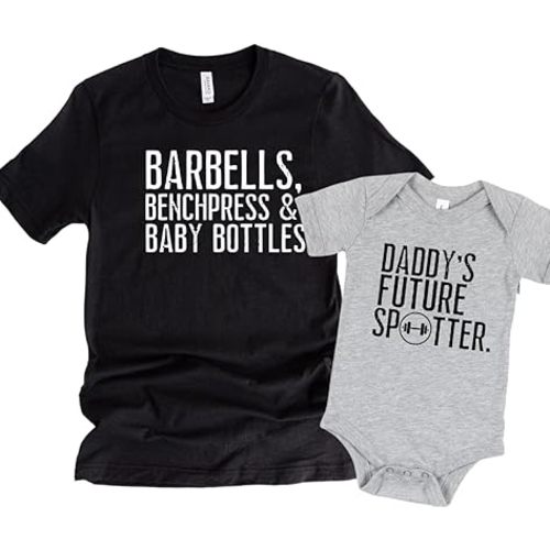 Daddy's Future Spotter Gifts From Baby Boy For Dad, Matching Shirts For Father And Newborn Son Daughter, Gym Dad Shirts, Funny Fathers Day Workout Buddy And Daddy T-Shirt.