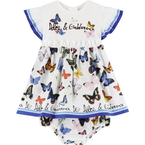 Baby Multicolor Butterfly-Print Dress & Bloomers Set
