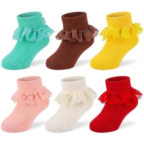 Baby Girl Ruffle Socks Cute Lace Frilly Cotton Ankle Dress Socks