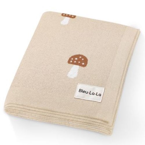 Bleu La La 100% Luxury Cotton Soft Knit Swaddle Baby Blanket for Blanket for Newborns and Infants Boys and Girls - Mushroom - Taupe